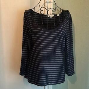 Vince Striped Long Sleeve Tee Blue L